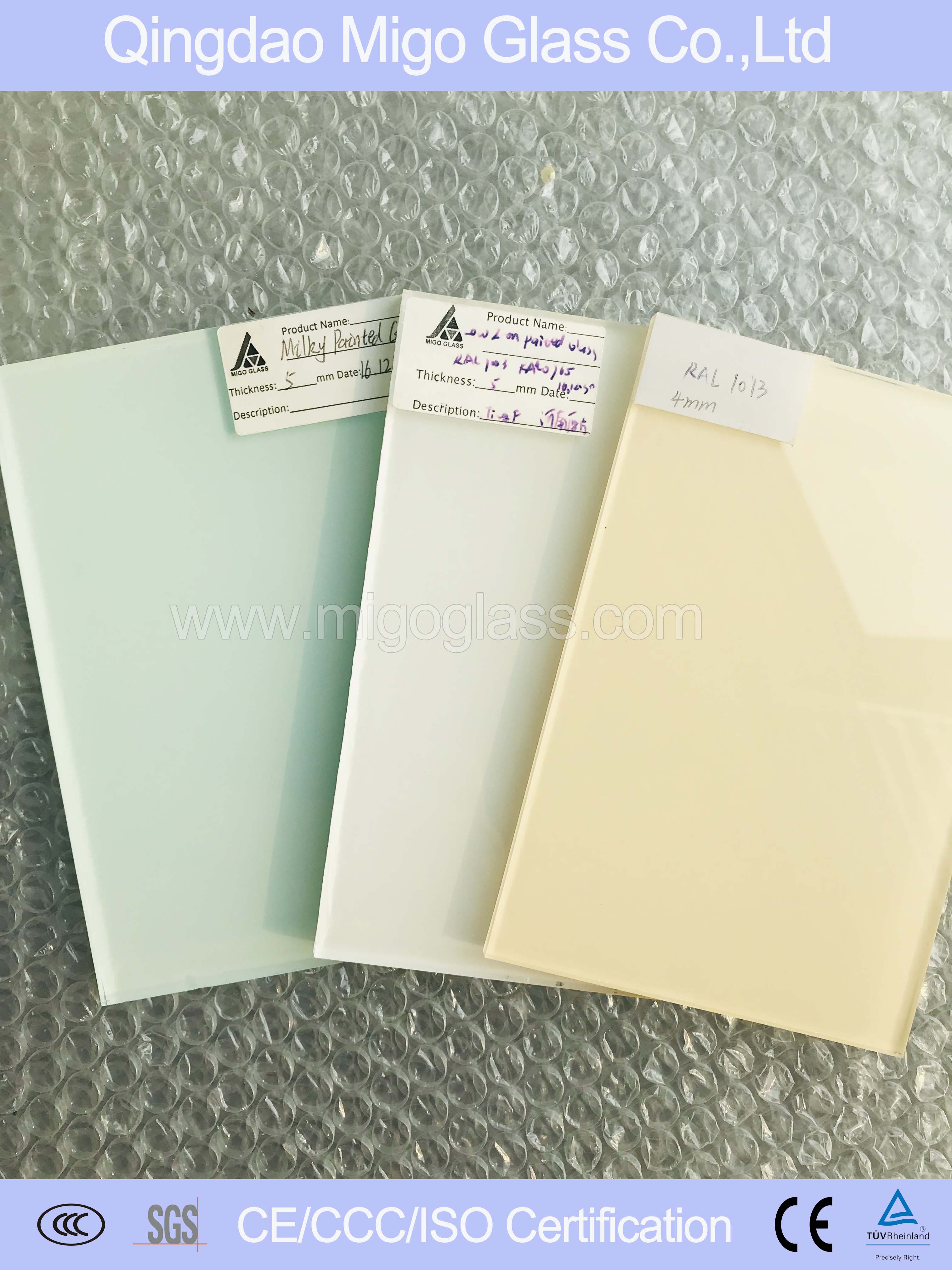 Milk painted glass 5mm Low iron painted glass 5mm 奶黄paintedglass 4mm
