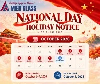 Obavještenje o prazniku za Dan državnosti Kine 2026. MIGO...